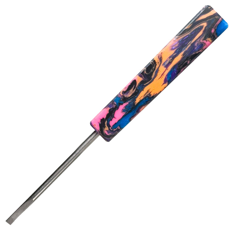 DunkinDabber - Flat Head Dabber - Pink & Orange Pourcasso UV - 5 1/8"