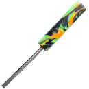 DunkinDabber - Mini Flat Head Dabber - Green & Orange Pourcasso UV - 3 3/8" - The Cave