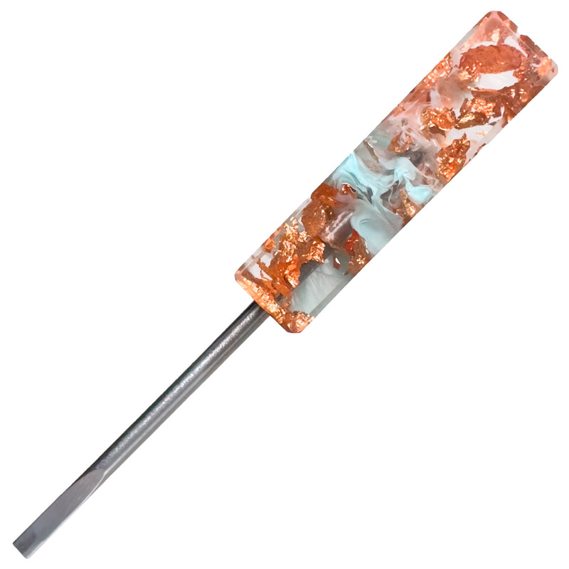 DunkinDabber - Mini Flat Head Dabber - Kaotics Artworks Copper Leaf - 4"