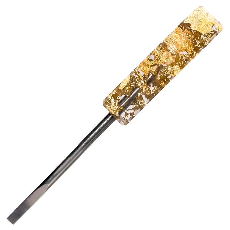 DunkinDabber - Mini Flat Head Dabber - Pourcasso Gold Leaf - 3 3/4"