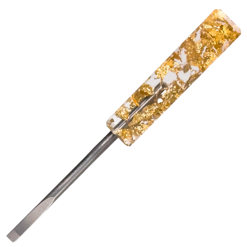 DunkinDabber - Mini Flat Head Dabber - Pourcasso Gold Leaf - 3 3/4"