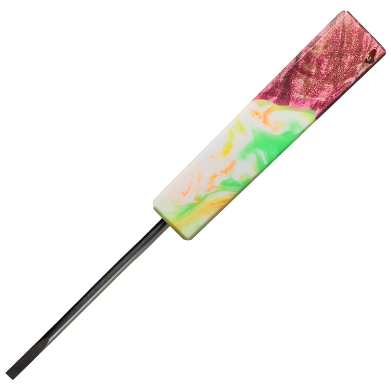 DunkinDabber - Flat Head Dabber - Green & White Pourcasso UV + Pink Burl - 5 3/8" - The Cave