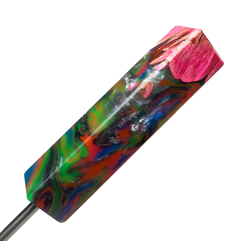 DunkinDabber - Flat Head Dabber - Multi Color Pourcasso UV + Burl - 4 7/8" - The Cave