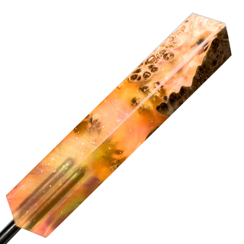 DunkinDabber - Flat Head Dabber - Orange Pourcasso Resin + Burl - 5 1/2" - The Cave