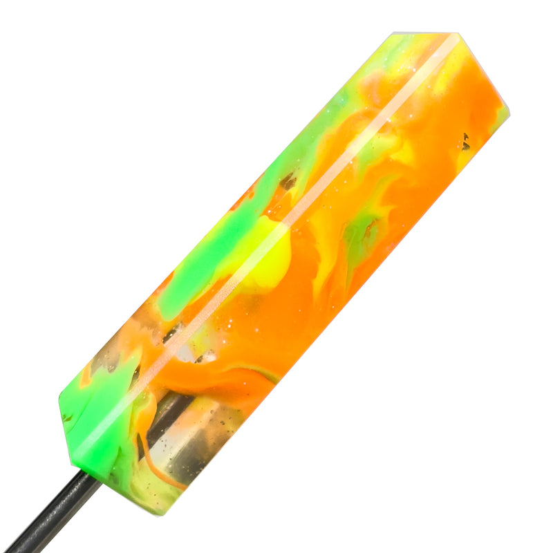 DunkinDabber - Flat Head Dabber - Green & Orange Pourcasso UV - 5 1/8"