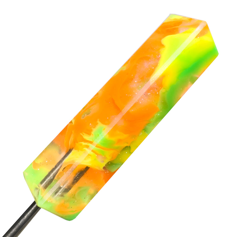 DunkinDabber - Flat Head Dabber - Green & Orange Pourcasso UV - 5 1/8"