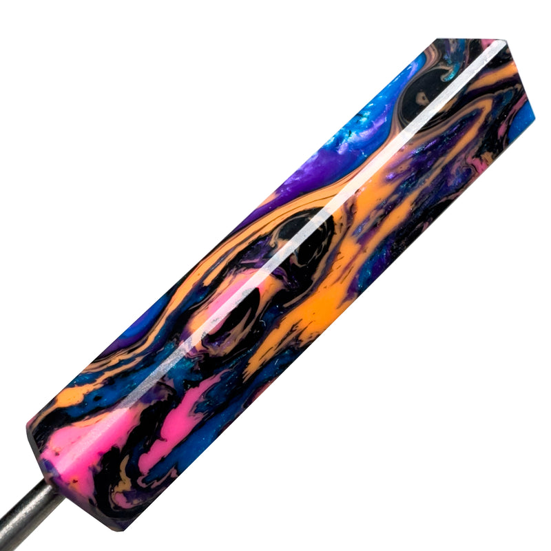 DunkinDabber - Flat Head Dabber - Pink & Orange Pourcasso UV - 5 1/8"