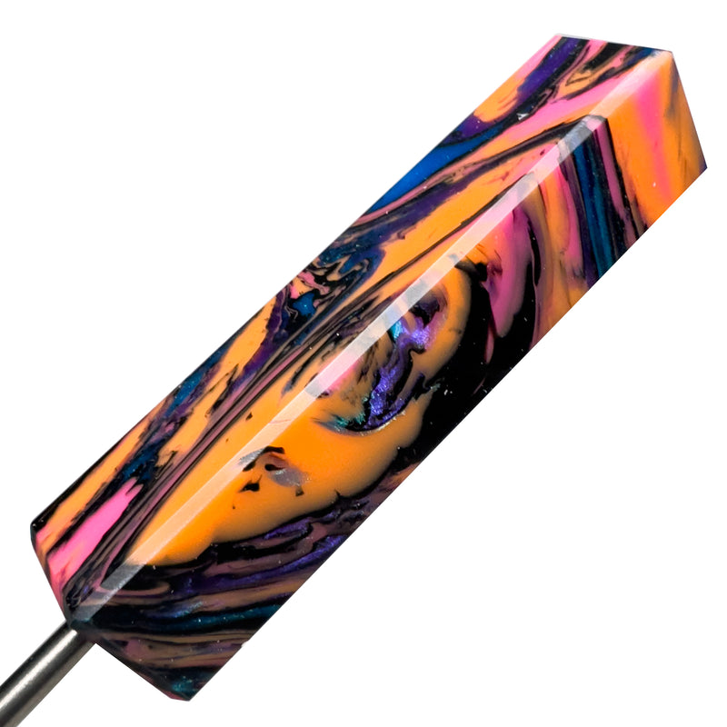 DunkinDabber - Flat Head Dabber - Pink & Orange Pourcasso UV - 5 1/8"