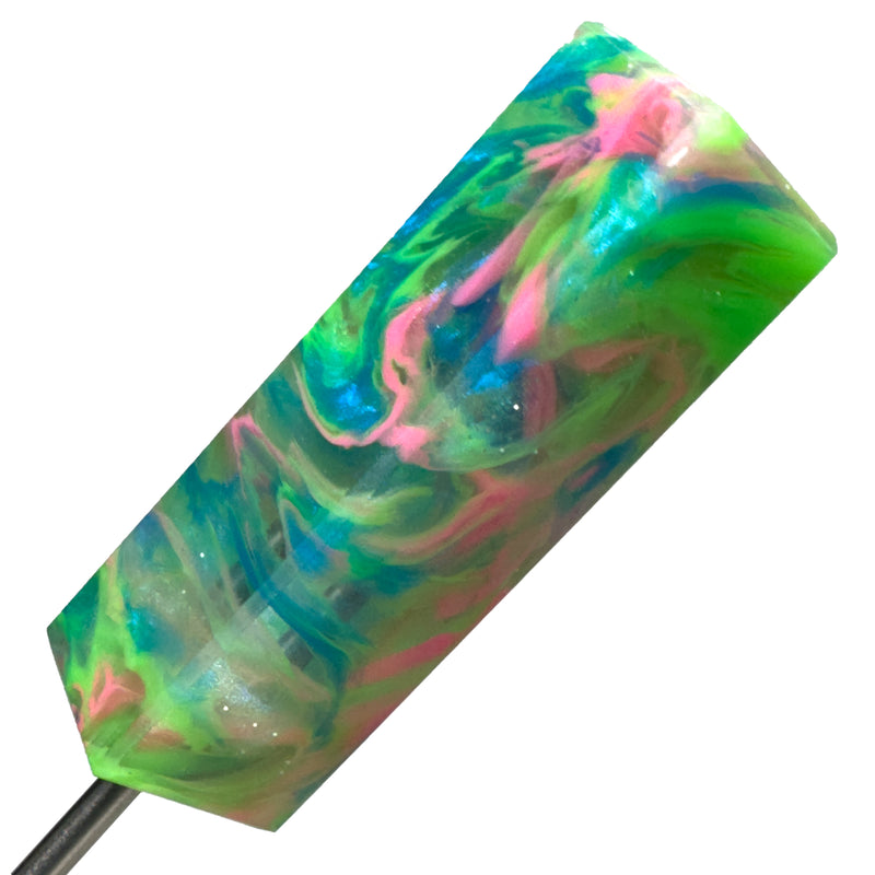 DunkinDabber - Flat Head Dabber - Green, Blue & Pink Pourcasso UV - 4 3/4" - The Cave