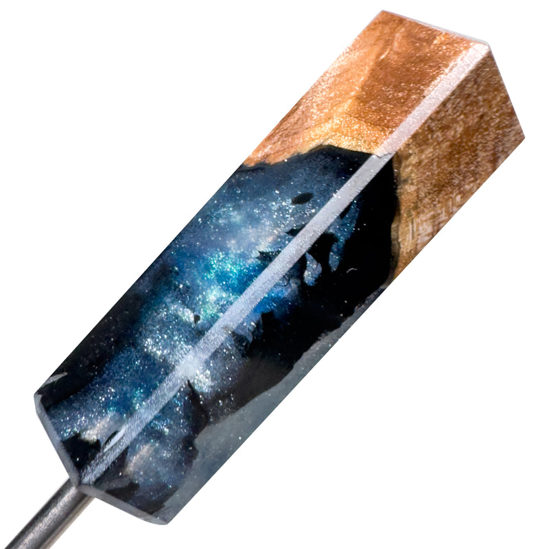 DunkinDabber - Mini Flat Head Dabber - Sparkle Pourcasso Resin + Burl - 4 1/4" - The Cave