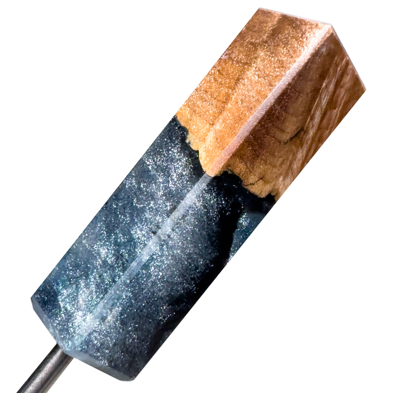 DunkinDabber - Mini Flat Head Dabber - Sparkle Pourcasso Resin + Burl - 4 1/4" - The Cave