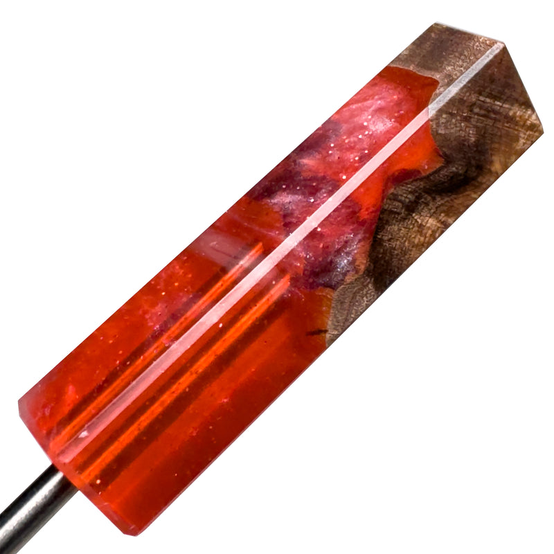 DunkinDabber - Mini Flat Head Dabber - Red Pourcasso Resin + Burl - 4" - The Cave