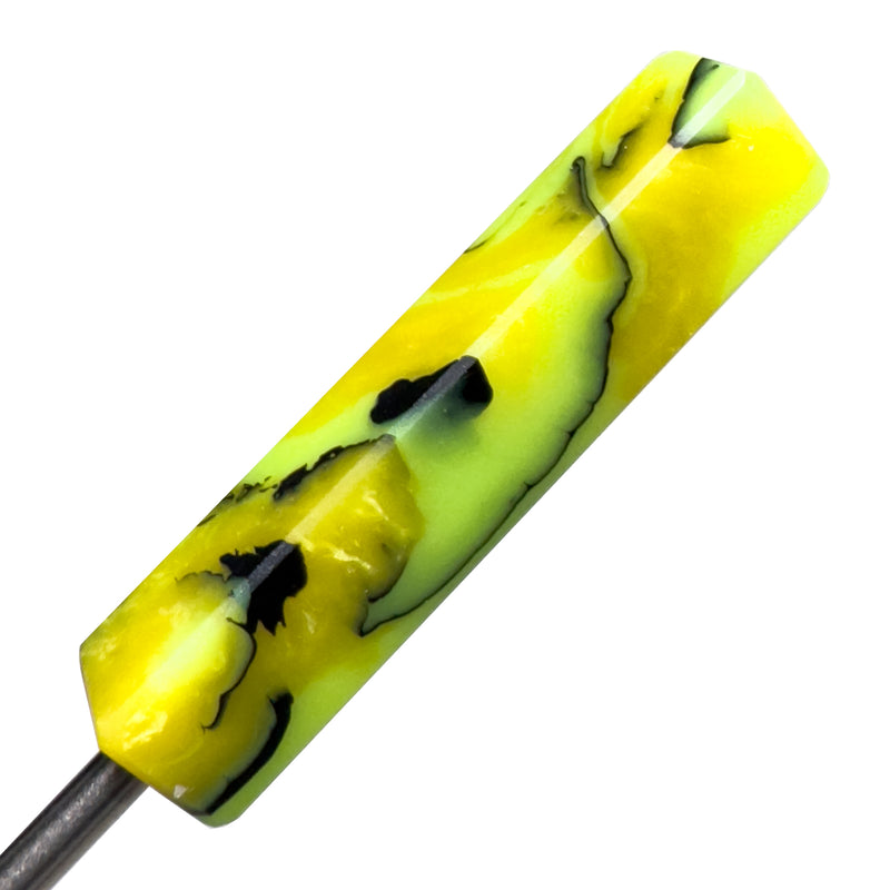 DunkinDabber - Mini Flat Head Dabber - Green & Yellow Pourcasso - 4" - The Cave