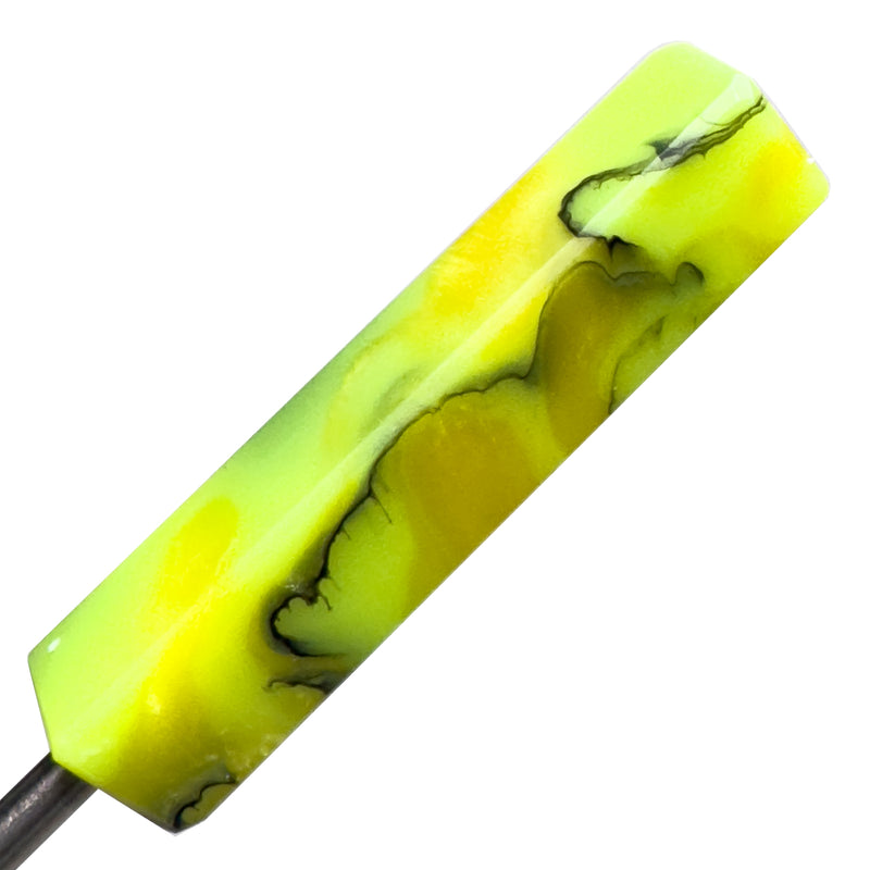 DunkinDabber - Mini Flat Head Dabber - Green & Yellow Pourcasso - 4" - The Cave