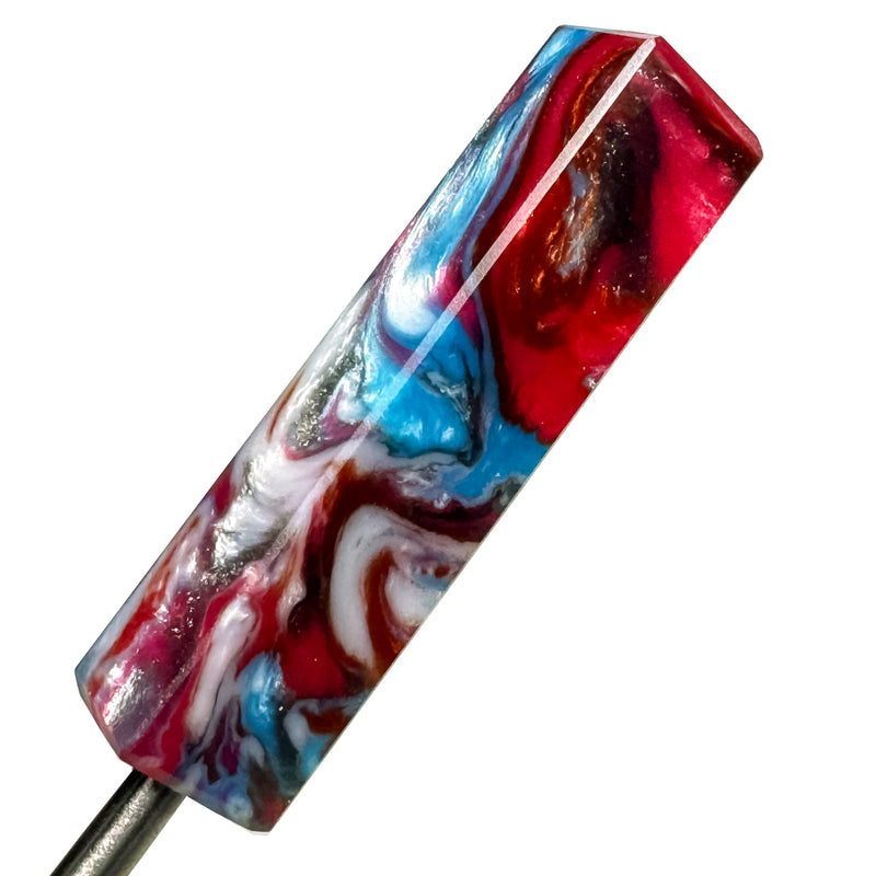 DunkinDabber - Mini Flat Head Dabber - Red, White & Blue Pourcasso - 3 3/4" - The Cave