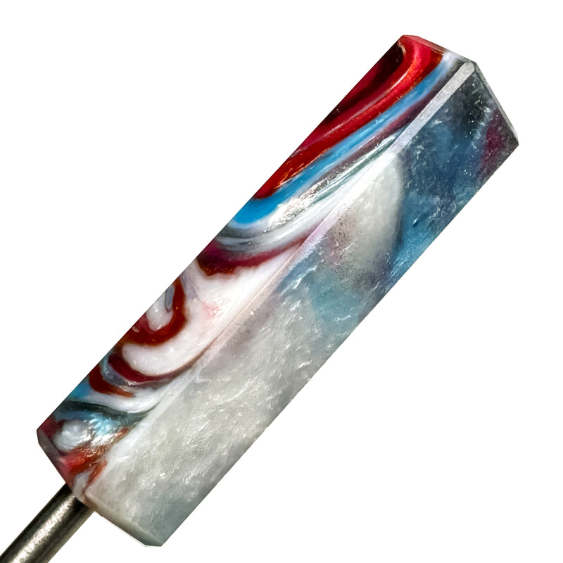 DunkinDabber - Mini Flat Head Dabber - Red, White & Blue Pourcasso - 3 3/4" - The Cave