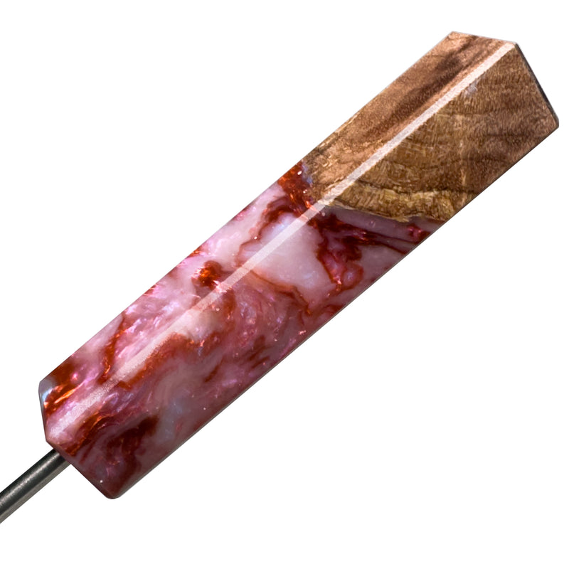 DunkinDabber - Flat Head Dabber - Pink & Red Pourcasso + Burl - 5 3/4" - The Cave