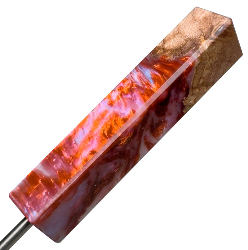 DunkinDabber - Flat Head Dabber - Pink & Red Pourcasso + Burl - 5 3/4" - The Cave