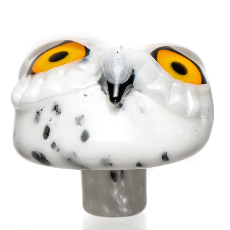 Four Winds Flameworks - Owl Carb Cap - Black & White Frit - The Cave