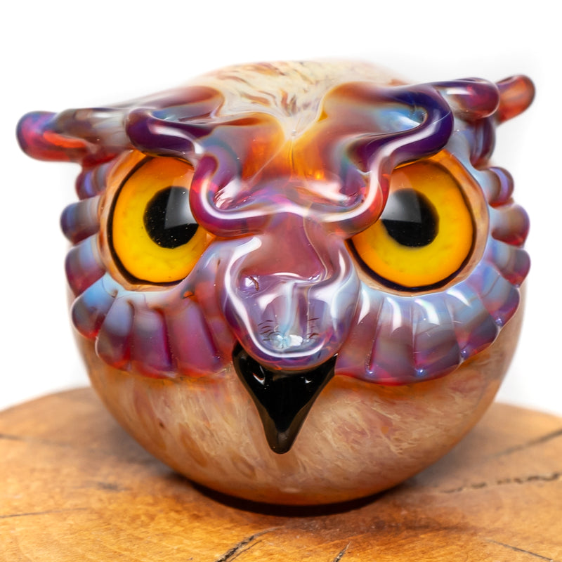 Four Winds Flameworks - Owl Bubble Cap - Amber Purple - The Cave