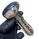 Greenlite - Heavy Spoon - Flat Mouth - Fume w/ Twist Cane & Blue Honeycomb