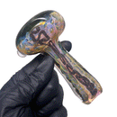 Greenlite - Heavy Spoon - Flat Mouth - Fume w/ Twist Cane & Green Honeycomb