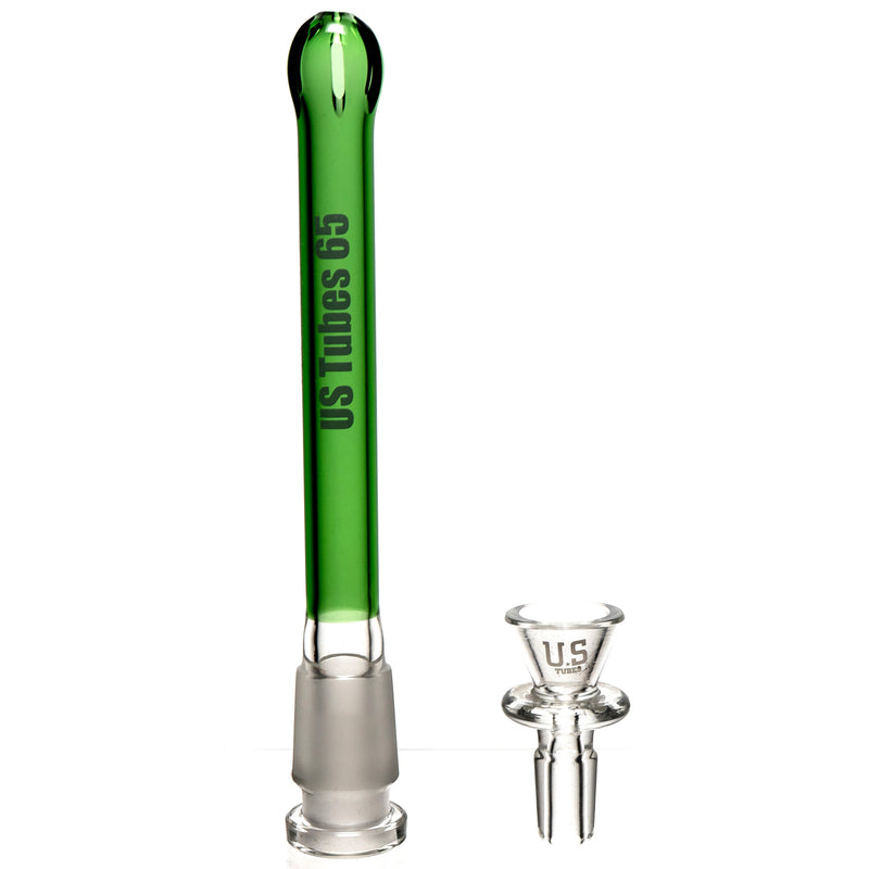 US Tubes - 16" Beaker 50x7 w/ 24mm Joint - Green Neck - White & Green Vertical Label - The Cave
