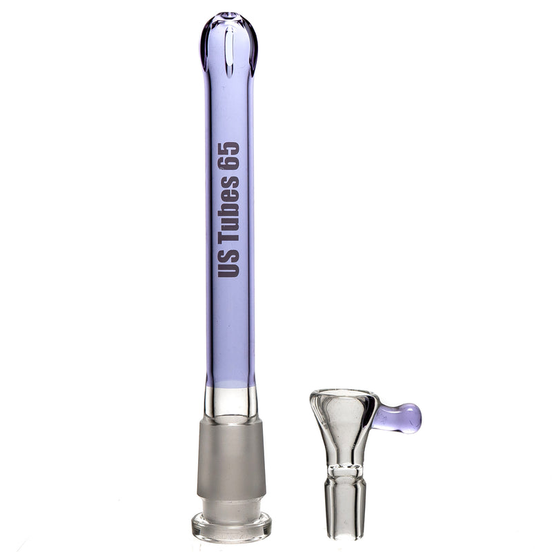 US Tubes - 20" Beaker 60x9 - White & Purple Vertical Label w/ Purple Neck