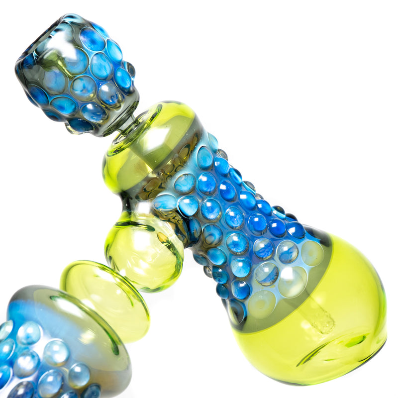 Goo Roo Designs - 23" Hammer Bubbler - Blue Fume & Green w/ Smoke - The Cave