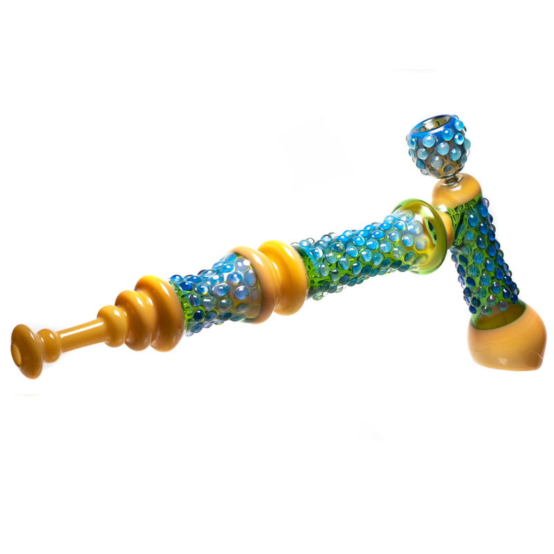 Goo Roo Designs - 24" Hammer Bubbler - Green Blue & Milky Orange - The Cave