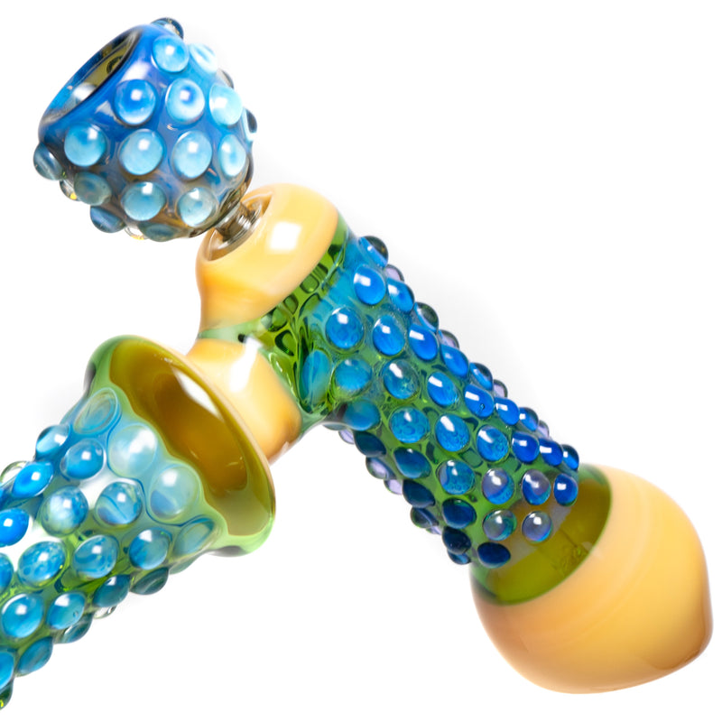 Goo Roo Designs - 24" Hammer Bubbler - Green Blue & Milky Orange - The Cave