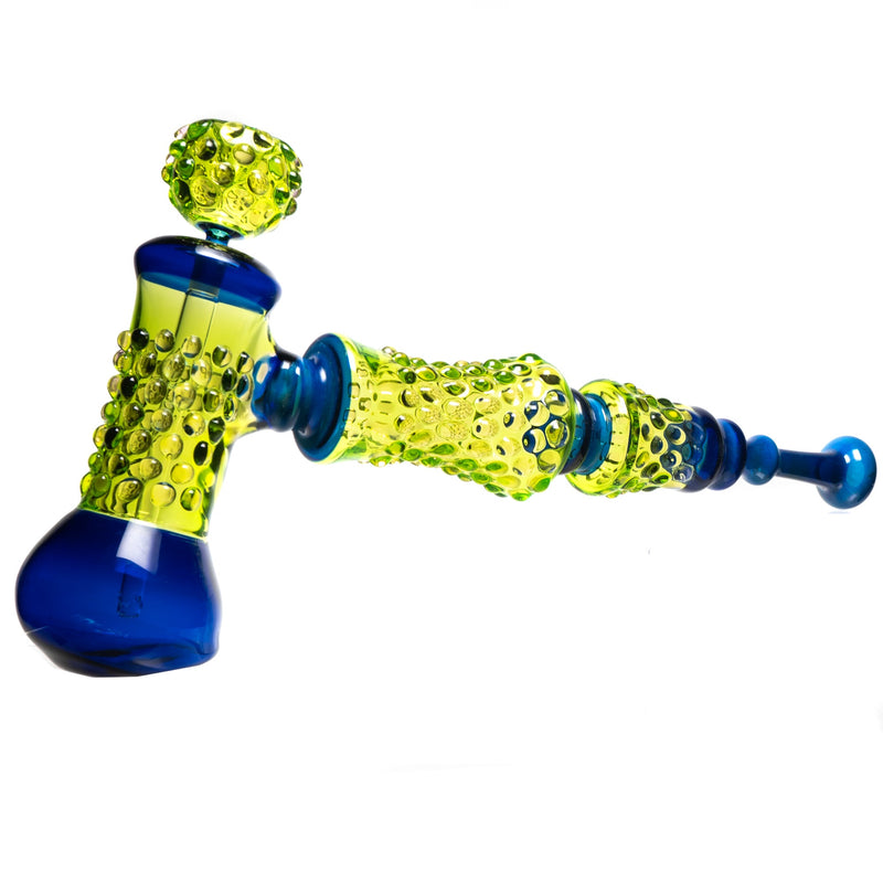 Goo Roo Designs - 23" Hammer Bubbler - Transparent Green & Cobalt - The Cave