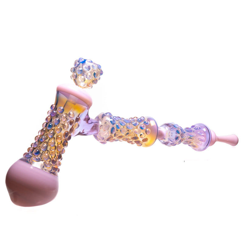 Goo Roo Designs - 23" Hammer Bubbler - Purple Fume & Milky Pink - The Cave