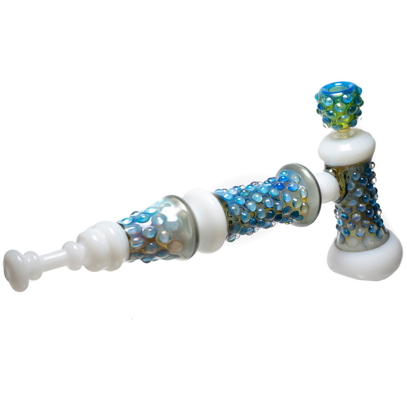 Goo Roo Designs - 22" Hammer Bubbler - Green Blue & White w/ Smoke - The Cave