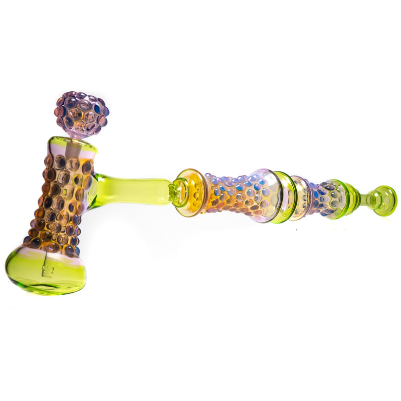 Goo Roo Designs - 26" Hammer Bubbler - Purple Fume & Transparent Green - The Cave