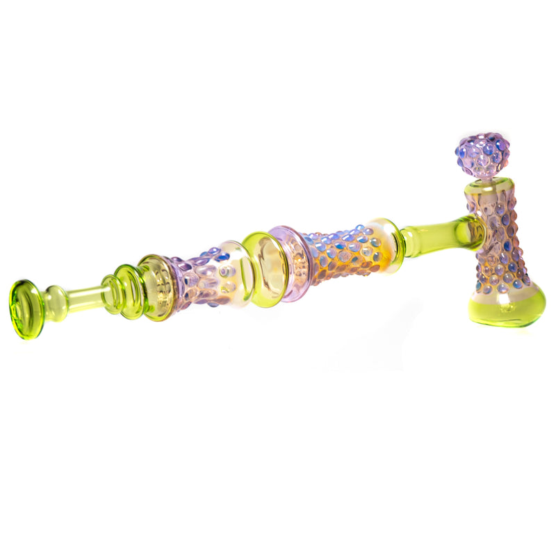 Goo Roo Designs - 26" Hammer Bubbler - Purple Fume & Transparent Green - The Cave