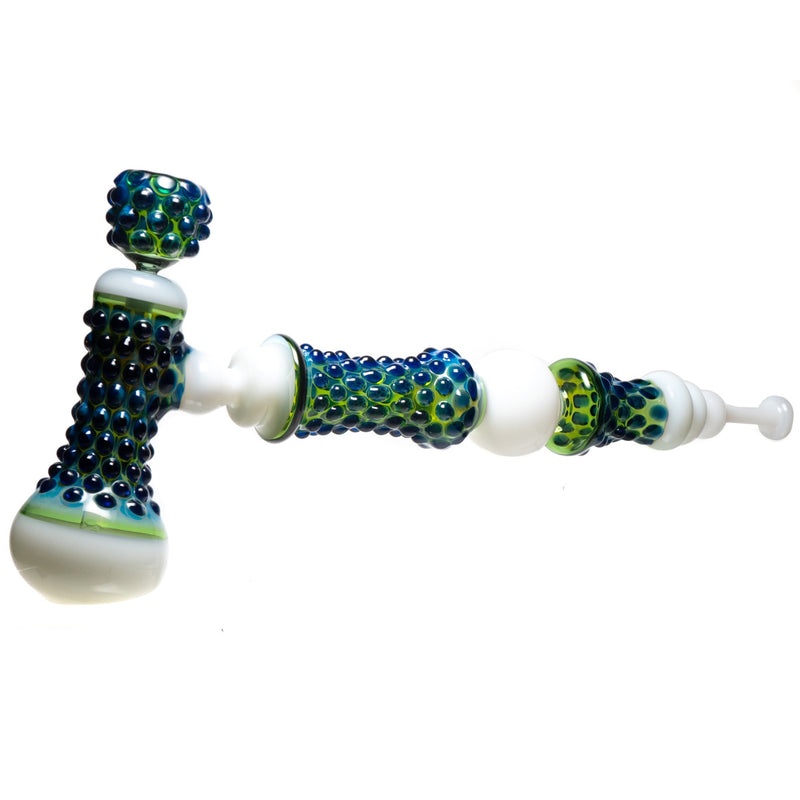 Goo Roo Designs - 23" Hammer Bubbler - Green Blue & White w/ Cobalt - The Cave