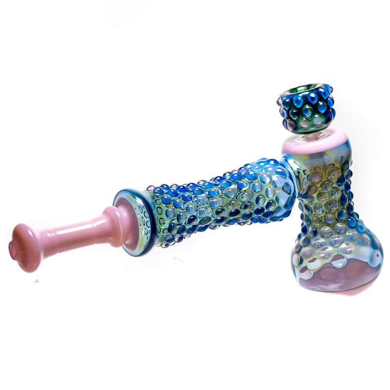 Goo Roo Designs - 16" Hammer Bubbler - Milky Pink, Blue & Fume - The Cave