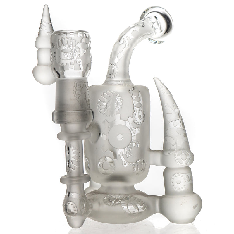 Liberty - Horned Fixed Bubbler - Carved & Blasted Gears - The Cave