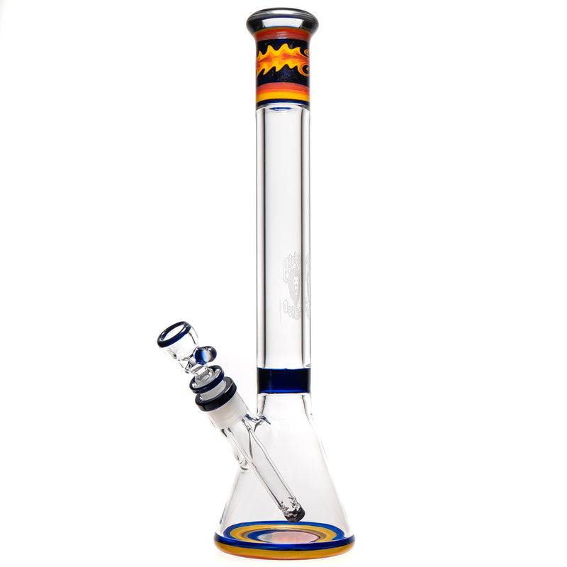 Mighty Chalice - 15" Band Beaker - 40x7 - Blue w/ Fire Linework - The Cave
