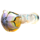 Justice Brown Glass - Fume Spoon Pipe - Green Pink Flower - The Cave