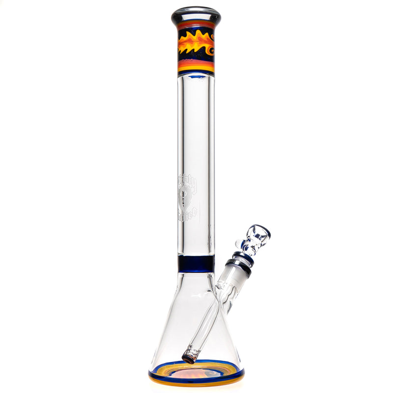 Mighty Chalice - 15" Band Beaker - 40x7 - Blue w/ Fire Linework - The Cave