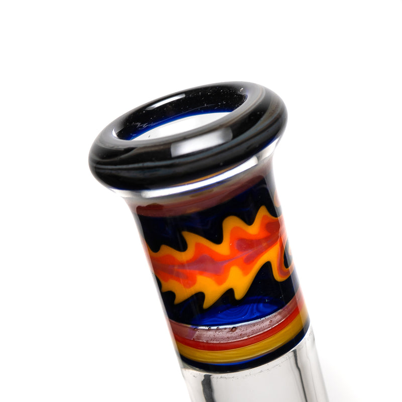 Mighty Chalice - 15" Band Beaker - 40x7 - Blue w/ Fire Linework - The Cave