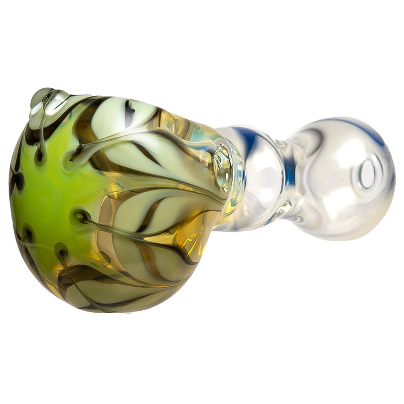 Justice Brown Glass - Fume Spoon Pipe - Green Black Flower - The Cave