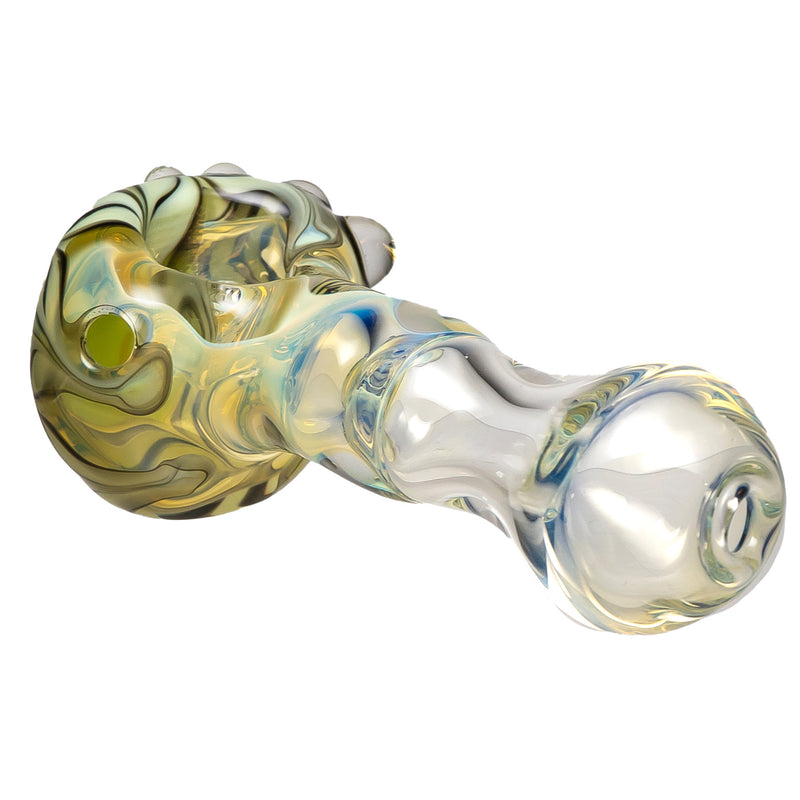 Justice Brown Glass - Fume Spoon Pipe - Green Black Flower - The Cave