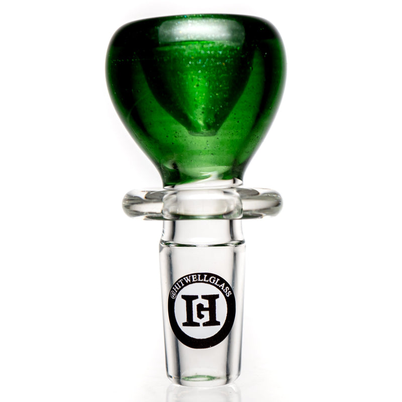 Hitwell Glass - Push Bowl Slide - 14mm - Green Stardust - The Cave