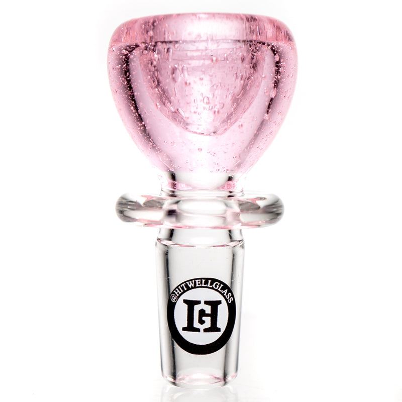 Hitwell Glass - Push Bowl Slide - 14mm - Pink Lollipop - The Cave