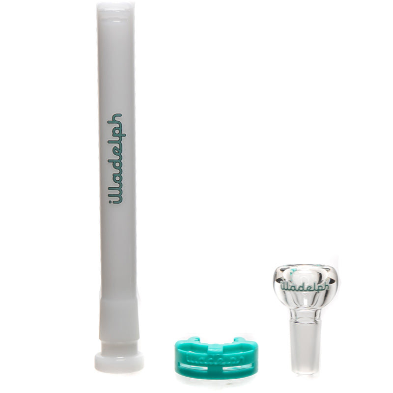 Illadelph - Tall Beaker - Teal & White Label - The Cave