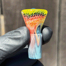 KJH Glass - Martini Slide W/ Worked Joint - 4-Hole - 14mm - Rainbow & Greens