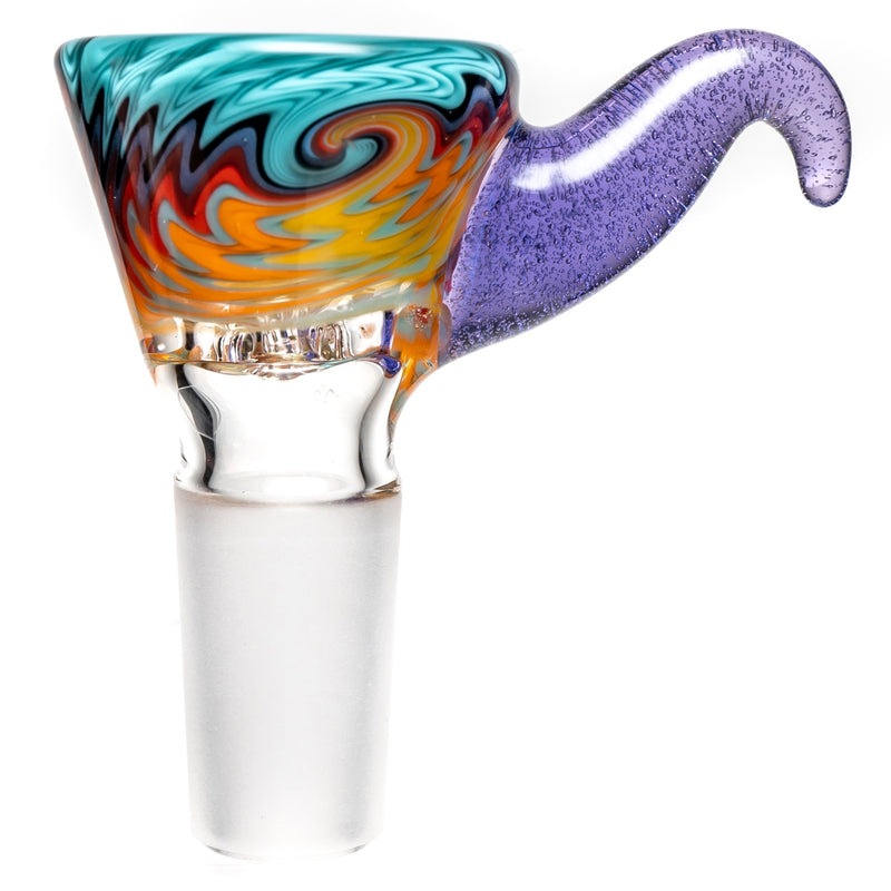 Kevin Howell - Martini Slide - 4 Hole - 14mm - Aqua Multi Color w/ Purple Lollipop - The Cave